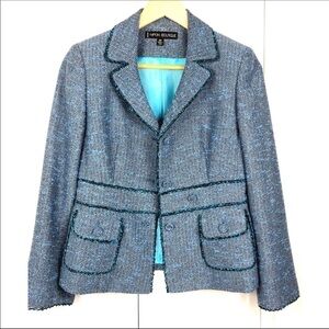 SET-NIPON BOUTIQUE BLAZER and SKIRT Boucle Blue SUIT Set
